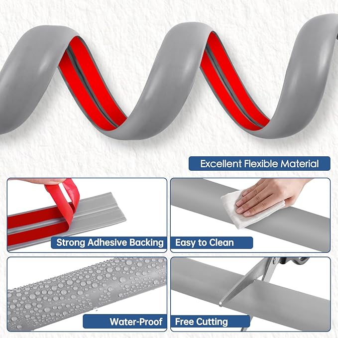 Floor Cord Cover for Wires on Floor Self Adhesive Cord Hider Floor Cable Management Wire Covers for Cords Protector Prevent Cable Trips Cord Cavity W 0.51" x H 0.31", Gray, 3.3Ft