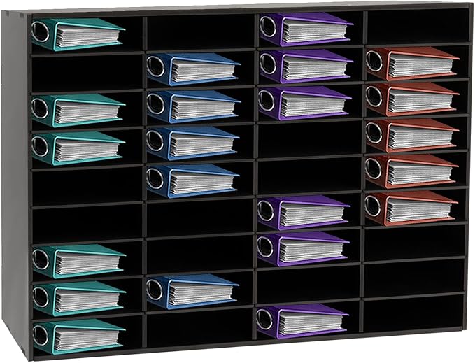 36 Slot Paper Organizer 36 Compartment Classroom Mailbox Adjustable Mail Sorter Desktop File Sorter, Paper Trays for Classroom, Office, Home (Black)