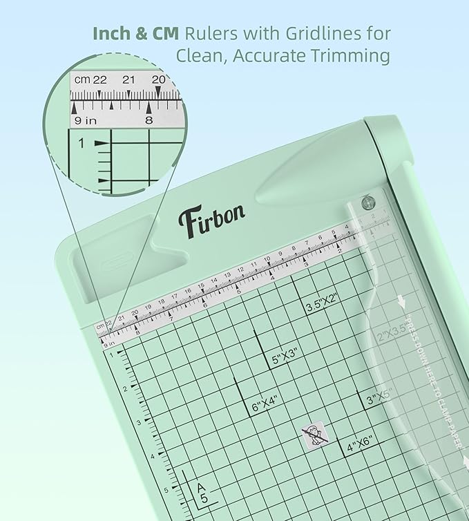 Firbon 12" Guillotine Paper Cutter, Heavy Duty 12-Sheet Capacity Trimmer for Cardstock, Photos, Scrapbooking, Office, Classroom, Studio (Morandi)
