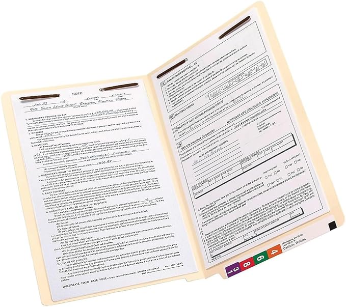 Smead End Tab Fastener File Folder, Shelf-Master® Reinforced Straight-Cut Tab, 2 Fasteners, Legal Size, Manila, 50 per Box (37115)