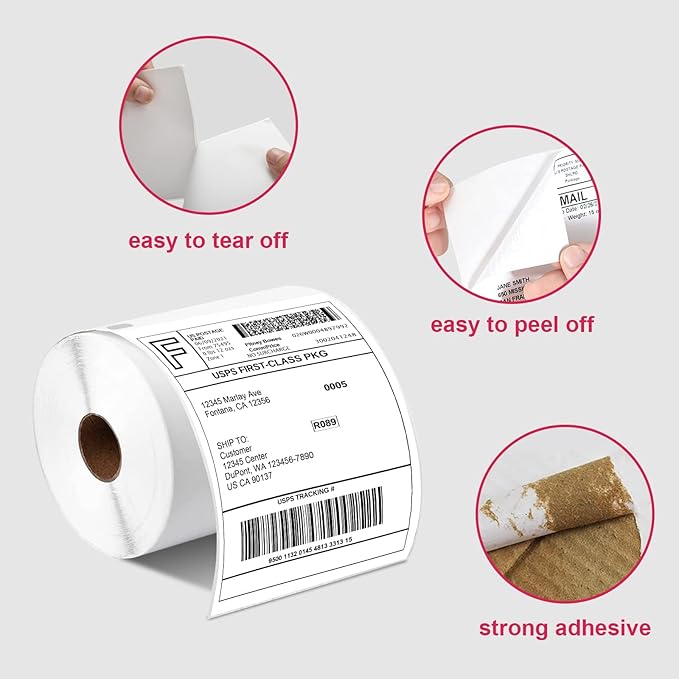 Shipping Labels 4"x6" Compatible with Dymo LabelWriter 4XL 1744907, 1755120, Thermal Postage Labels for All Thermal Label Printers, Permanent Adhesive, BPA Free, 220 Labels/Roll (2 Rolls)