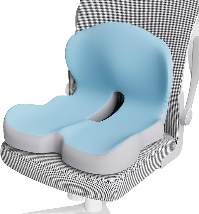 Celina Orthopedic Cushion, Celina Seat Cushion - Car Cushion with L Shaped Ergonomic Design, Memory Foam Seat Cushion for Office Chair, Car and Gaming Seat (Light Blue)