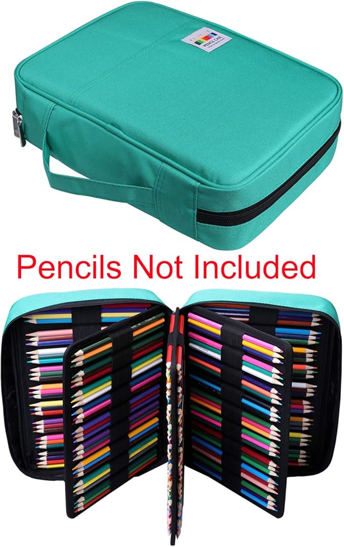 BOMKEE Coloring Pencil Case 220 Slots Pencils/Gel Pens Organizer Waterproof Travel Case Zipper Carrying Portable Pencil Markers Pen Holder Bag for Painter Writers