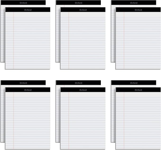 Oxford Premium Legal Pads, 12 Pack, Premium Note Pads, 50 Legal Ruled 8.5" x 11" Sheets, Bright White Paper with Firm Back, Professional Legal and Office Notepads