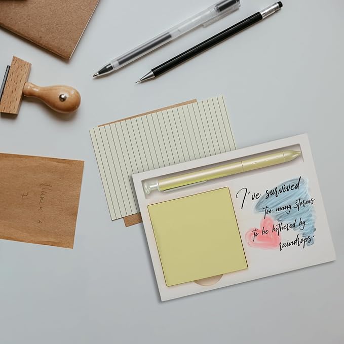 I've Survived Too Many Storms Self Love Motivational Encouragement Gift for Women Men, Friend, Employee, Coworker, Self-Stick Note Pad Holders ZBA6