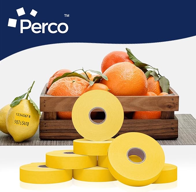 Perco Yellow Pricing Labels for Monarch 1136 Price Gun – 3 Sleeves, 24 Rolls Value Pack - 42,000 Price Marking Labels – with Ink Rolls Included