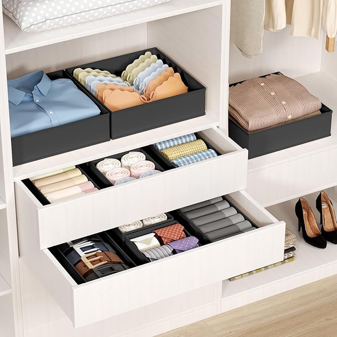 DIMJ Drawer Organizer Clothes Storage - 20 Pack Baby Dresser Organizer for Nursery, Foldable Closet Drawer Organizer Bins for Bedroom Organization, Fabric Storage Dividers for Socks, Underwears, Bras