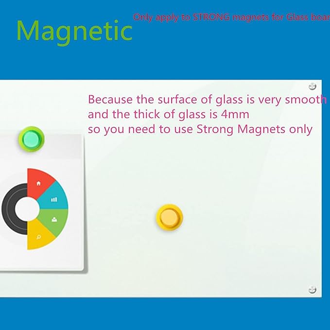 Magnetic Glass Writeboard 48"X36" Premium Tempered Dry Erase Boards Wall Mounted Frameless Whiteboard Bulletin Message Boards (White)