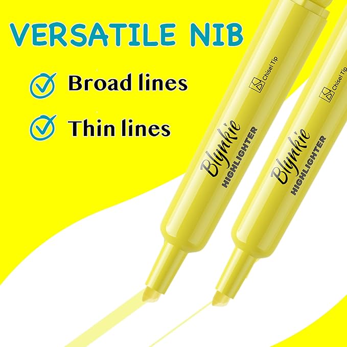 Blynkie Highlighters Bulk 150 Pack of Yellow Colors Tank Style Chisel Tip Highlighters Set for Kid and Adult Coloring Highlighting for Classroom Office School Supplies and Shop Short Style.