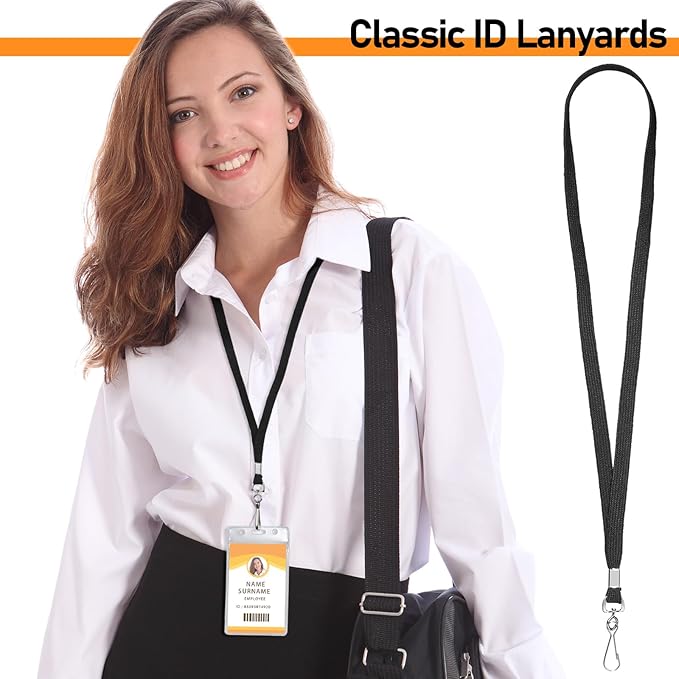 Epakh 300 Pcs Lanyards Bulk for ID Badges Assorted Colors Flat Badge Neck Lanyard with Swivel J Hook Clip for Student Teacher