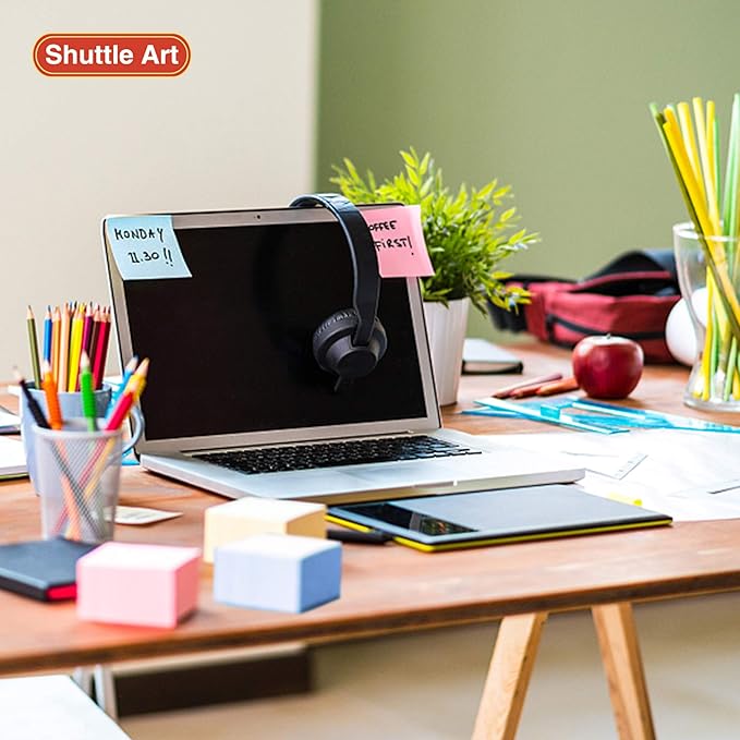Sticky Notes, Shuttle Art 60 Pads Bright Stickies, 6 Assorted Colors, 3x3 Inches, 100 Sheets/Pad Sticky Pads for Home, School, Office