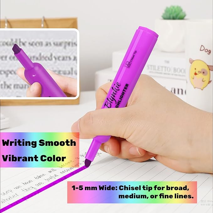 Blynkie Highlighters Bulk 120 Pack of 6 Bright Colors Tank Style Chisel Tip Highlighters Set for Adult Coloring Highlighting for Office Supplies and Shop Short Style.