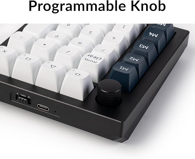 Keychron Q0 Max Wireless Custom Mechanical Numpad, 2.4 GHz/Bluetooth 5.1/Wired QMK Number Pad, RGB Hot-Swappable with Gateron Red Switch for Laptop Mac Windows Linux - Black