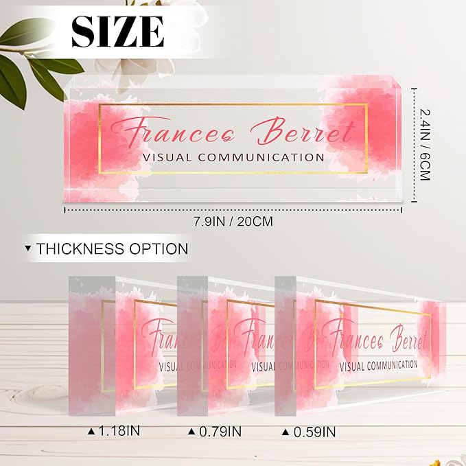 Personalized Name Plate for Desk, Custom Acrylic Desk Name Sign, Office Appreciation Gifts for Women Men Coworkers Boss Teacher Employee (Pink Cloud)