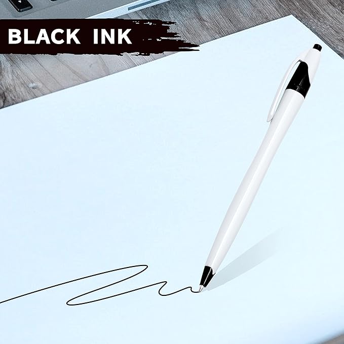 DISCOUNT PROMOS Slim Curvy Ballpoint Pens Set of 10, Bulk Pack - Black Ink, Retractable, Great for Office, School, Tradeshows - Black