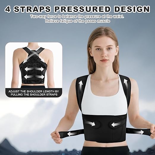 Back Brace Posture Corrector for Women and Men, Adjustable Shoulder Straightener Full Lumbar Support Belt, Upper and Lower Back Pain Relief, Scoliosis Hunchback Hump Thoracic Spine Corrector (Black S)