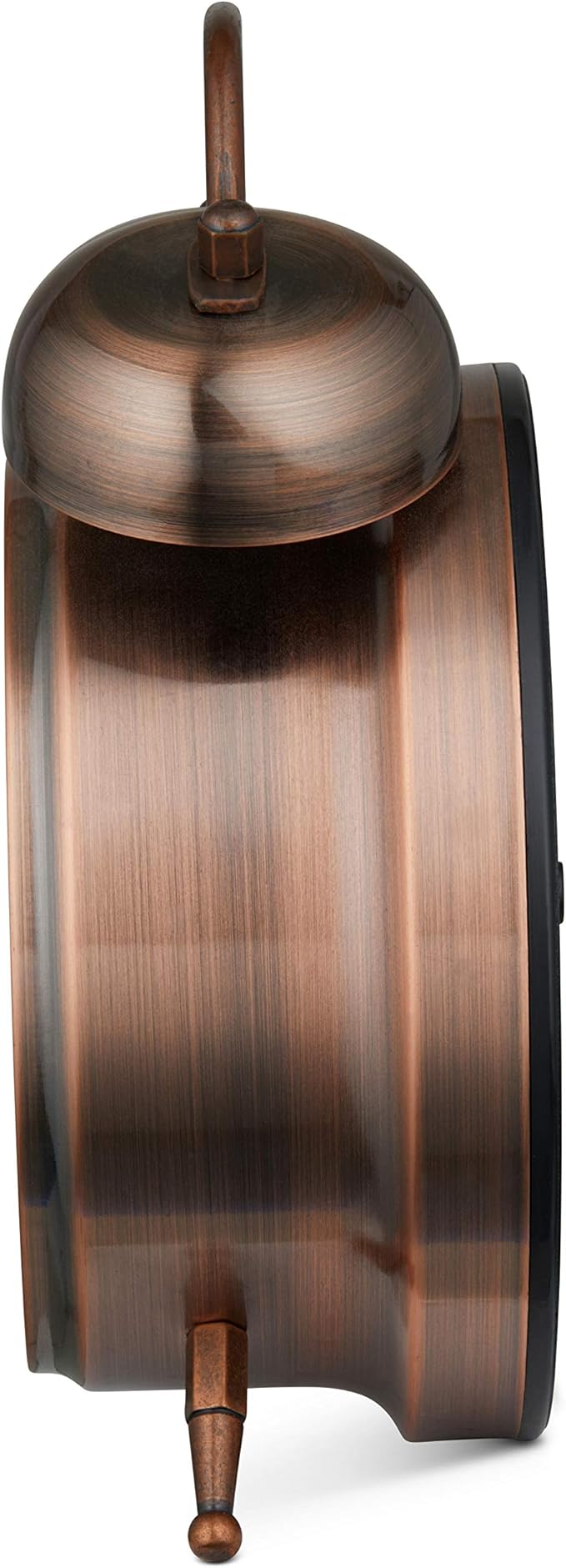 Bernhard Products Analog Alarm Clock Twin Bell Retro Vintage Copper Metal 4" Extra Loud Quartz Battery Operated with Backlight for Bedside Table Silent Non-Ticking Old fashioned Decorative Desk Clocks