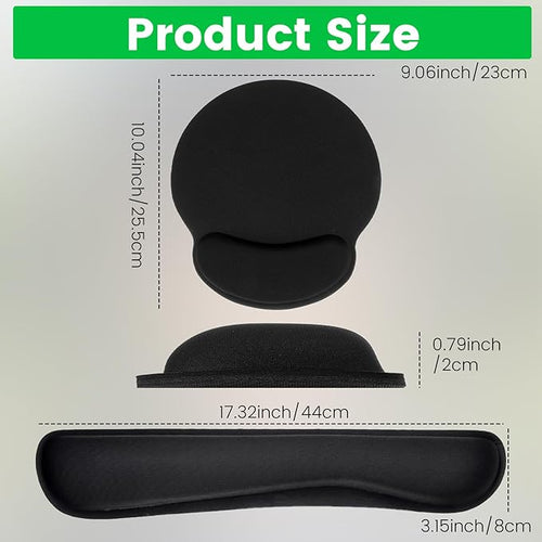 6 Pcs Mouse Pad and Keyboard Wrist Rest - Ergonomic Wrist Pad for Computer Keyboard and Mouse Pad, Memory Foam Wrist Support for Comfy Typing (Classic Black)