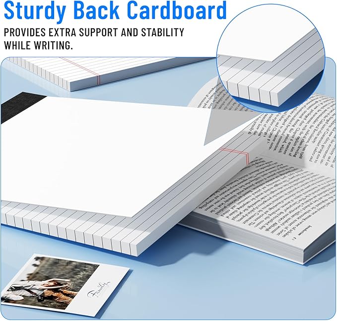 12pcs Legal Pads 8.5 x 11, 50 Sheets/Pack, Notepads 8.5 x 11 Inch, White Note Pads Clear Print Writing Pads of Paper, Memo Pads , Perforate Legal Notepads Paper , Wide Ruled Lined with Sturdy Back