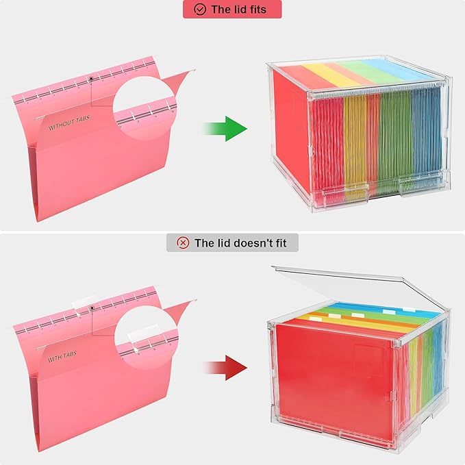 UMAIL File Box,Hanging File Organizer,Portable Storage Bins with Lids,Letter-size File Holder File Cabinet for Office/Home/Decor No Folders(2Pack)