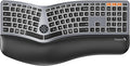 Backlit Bluetooth Ergonomic Keyboard, ProtoArc EK01 Plus Full Size Wireless Split Keyboard with Dual Bluetooth and USB, Cushioned Wrist Rest, Rechargeable for Windows/Mac/Android, Grey Black