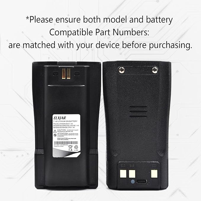elxjar (2-Pack) 7.4V 3800mAh BF-1909 Replacement Battery for DR-1909U, AR-1909U UHF 10W DMR Two-Way Radios