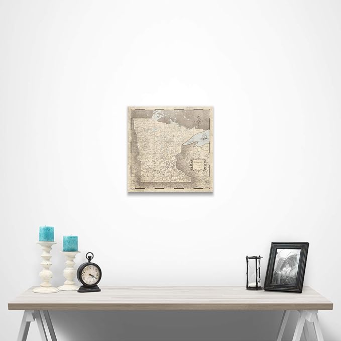 Push Pin Minnesota Map Board - With Push Pins to Mark Minnesota Travel - Handmade in Ohio, USA - Design: Rustic Vintage