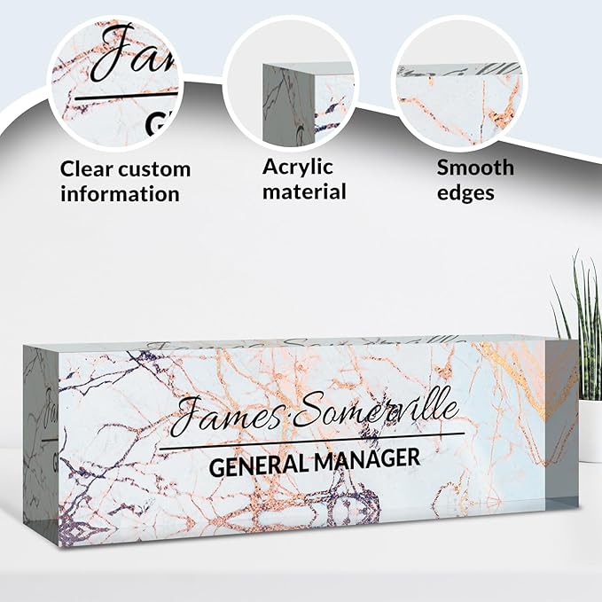 Desk Name Plate Personalized, Custom Name Plate for Desk, Acrylic Desktop Accessories, Office Gift & Decor for Women Men, Teacher Nurse Boss Employee Appreciation Gifts