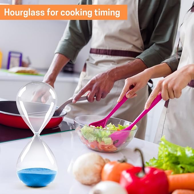 SWISSELITE Hourglass Sand Timers, Hourglass Sand Clock Inspired Glass for Home, Desk, Office Decor (8.5Inch-60Mins Blue)