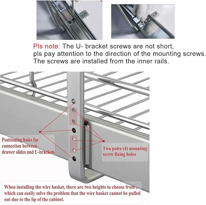 DINDON 2 Tier Pull Out Cabinet Organizer (11" W x 18" D) Heavy-Duty Metal Sliding Drawer Shelf, Two Tier Pull Out Shelves for Kitchen Cabinets, Pantry, Bathroom, Chrome Finish