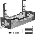 Under Desk Cable Management Tray Black, Litwaro Cable Management Under Desk No Drill, Cable Organizer with Clamp for Wire Management, Cord Organizer No Damage to Desk for Office, Home