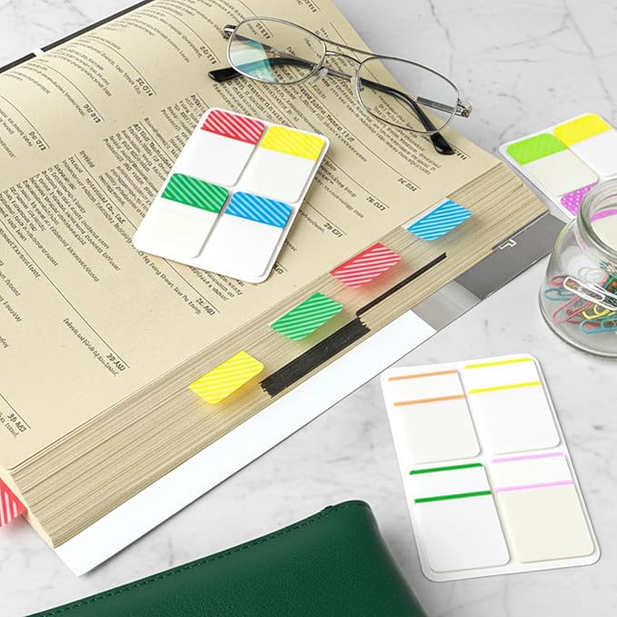 400 Pcs Sticky Index Tabs Colored Sticky Tabs Writable and Repositionable File Tab Self Adhesive Colored Page Markers Labels for Reading Notes Books Book Binders Papers Documents Classify Files