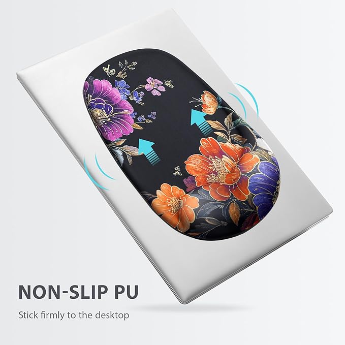 Ospelelf Wrist Rest for Keyboard and Mouse Ergonomic Mouse Pad with Wrist Support Memory Foam Wrist Rest for Computer Keyboard,3-in-1 Gel Mouse and Keyboard Pad for Office Black Flower