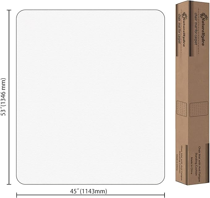 Naturehydro Large Office Chair Mat for Hardwood Floor - 53" x 45" Plastic Rolling Chair Mat for Hard Wood Tile Floor Protection, BPA and Phthalates Free (Rectangle)