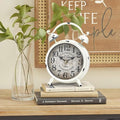 Vintage White Desk Clock with Distressed Finish, Rustic Farmhouse Table Clock, Silent Non-Ticking Mantel Clock for Bedroom, Living Room, or Shelf, Battery Operated