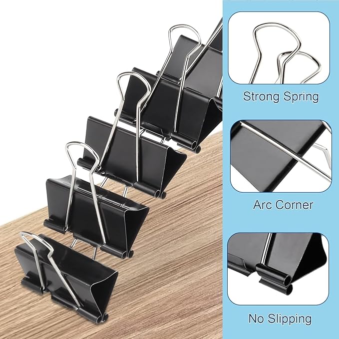 Ufmarine Extra Large Binder Clips 2 inch, (144 Pcs) Big Paper Clips for Office