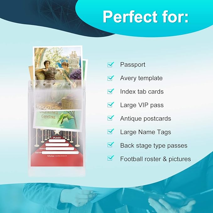 Fushing Pack of 100 Clear Plastic Vertical Badge Holders, Name Tag Holders, Card Holders (XXL)