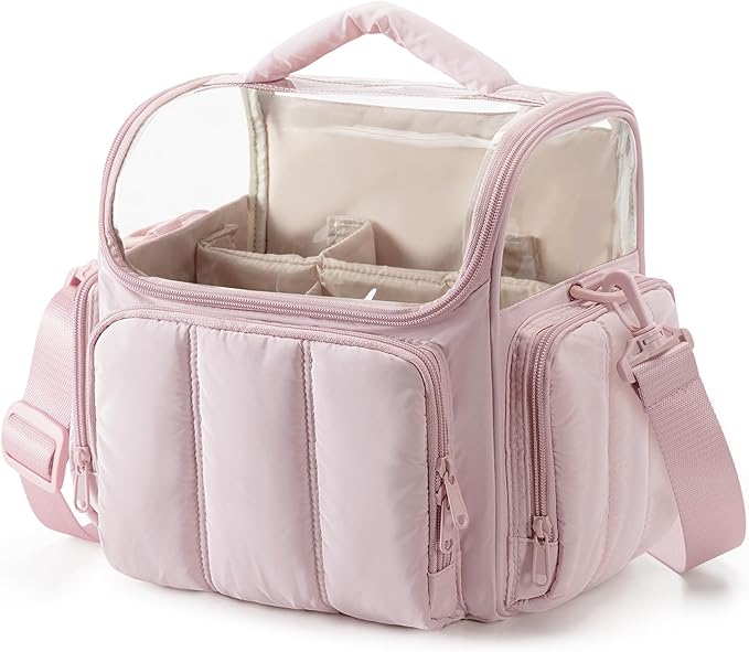 Puffy Marker Organizer Case for 210 Markers, Large Marker Storage Bag with Shoulder Strap for Adults, Artists, Teachers, Coloring Enthusiasts, Marker Holder Organizer, Pink (Patented Design)