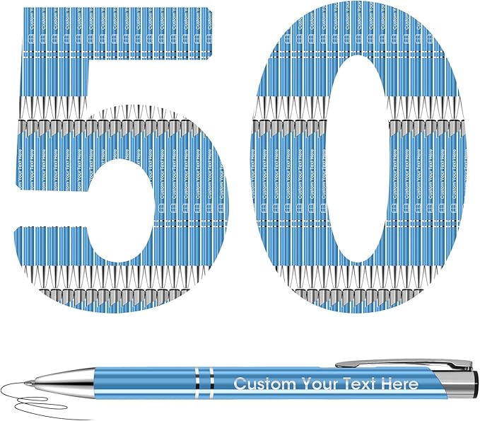 ENOMY 50 Pcs Personalized Pens Bulk Custom Pens with Logo Text Name Black Ballpoint Pens Inspirational Writing Pens, Gift for Teacher Student College Office Wedding Christmas Birthday