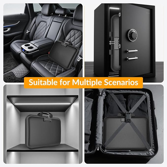 Hard Case Fireproof Document Box, Important File Organizer with Lock Waterproof Zipper, Portable Home Office Travel Storage Accordion Folder for Letter A4 Laptop Files