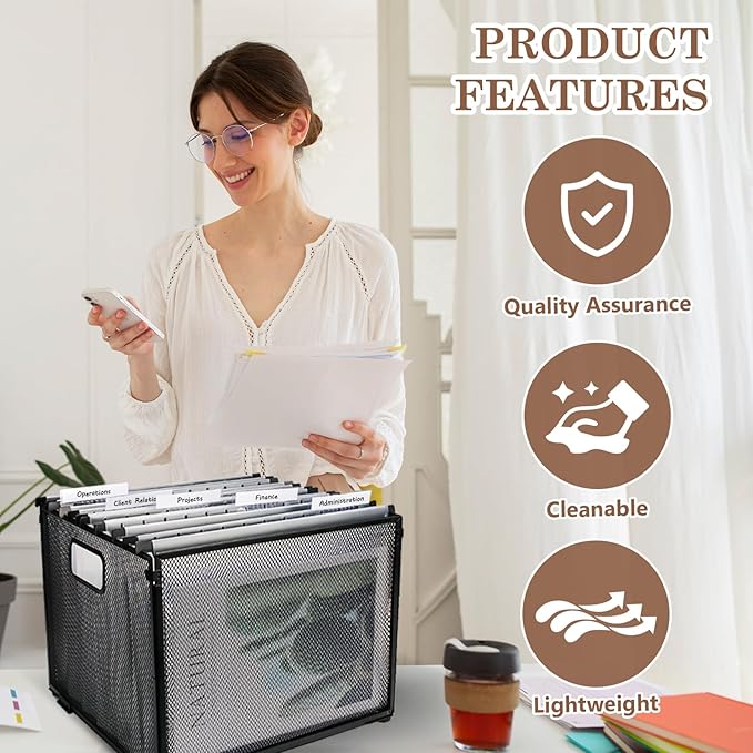 10 Pack Extra Capacity Hanging File Folders Letter Size Plastic File Folder Reinforced Tabs with Heavy Duty 2 Inch Expansion & Black Insert Gasket for Filing Cabinet Durable Hang Folders