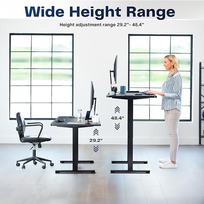 VIVO Electric 55 x 28 in Standing Desk, Memory Height Adjustment, 1B Series, Holds 220 lbs, One-Piece Reclaimed Wood Top, Gray Frame, DESK-KIT-1G55P