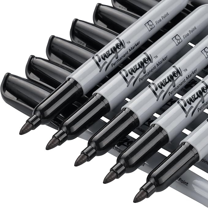 LAZGOL Permanent Markers Bulk, 240 Pack Fine Tip Black Permanent Markers, Waterproof Markers, Premium Smear Proof Pens, Quick Drying, Office Supplies for School, Office, Home