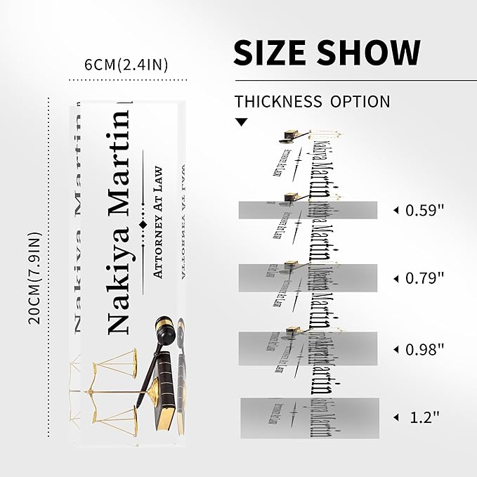 Desk Name Plate Personalized, Lawyer Name Plate for Desk, Office Desk Decor for Women & Men, Employee Appreciation Gifts Custom Office Gifts for Lawyer, MYZDA28YH0928