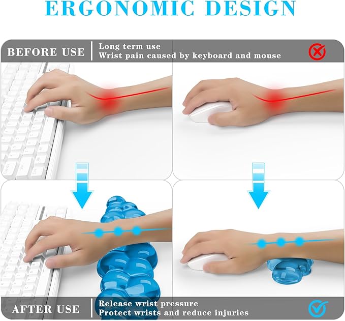 Gel Cloud Keyboard and Mouse Wrist Rest, Cute Wrist Support and Arm Support Keyboard Rest for Keyboard and Mouse Typing Pain Relief，Suitable for Office/Computer/Laptop/Gaming (Blue)