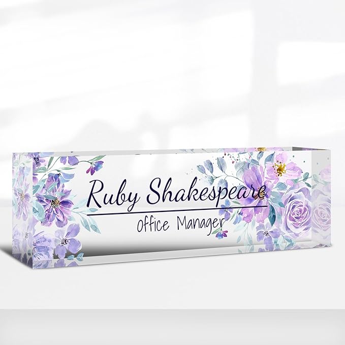 Desk Name Plate Personalized, Custom Name Plate for Desk, Acrylic Desktop Accessories, Office Gift & Decor for Women Men, Teacher Nurse Boss Employee Appreciation Gifts