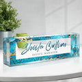 Custom Name Plate for Desk, Employee Appreciation Gifts, Acrylic Desk Name Plate Personalized, Office Desktop Accessories, Office Decor Gifts for Coworkers Boss Teacher (Blue/Gold)