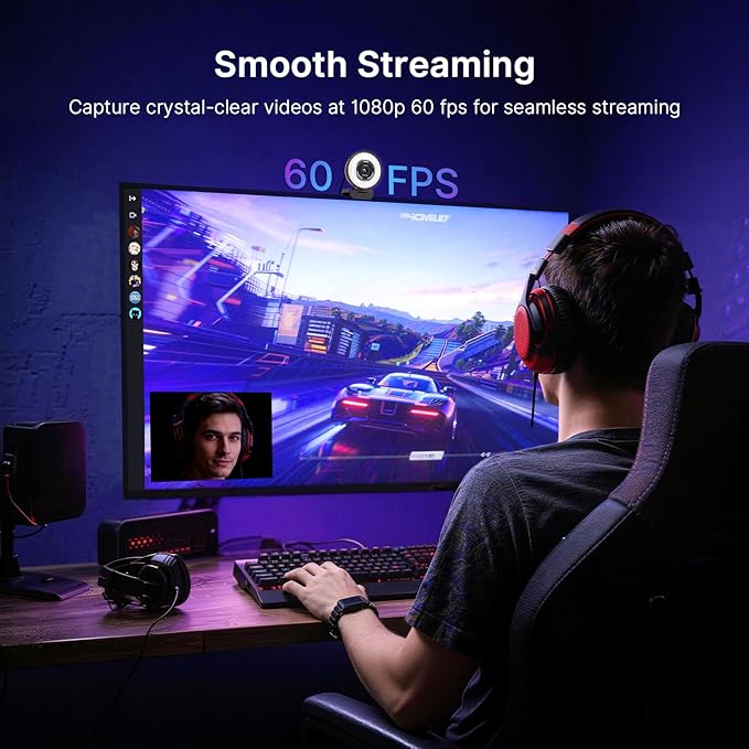 NexiGo N680E Pro, 4K UHD Streaming Webcam with Ring Light, PDAF Autofocus, 1080P@60FPS, 2 Noise?Canceling Mics, Privacy Cover, USB Camera for Zoom/Teams/Twitch/Google Meet