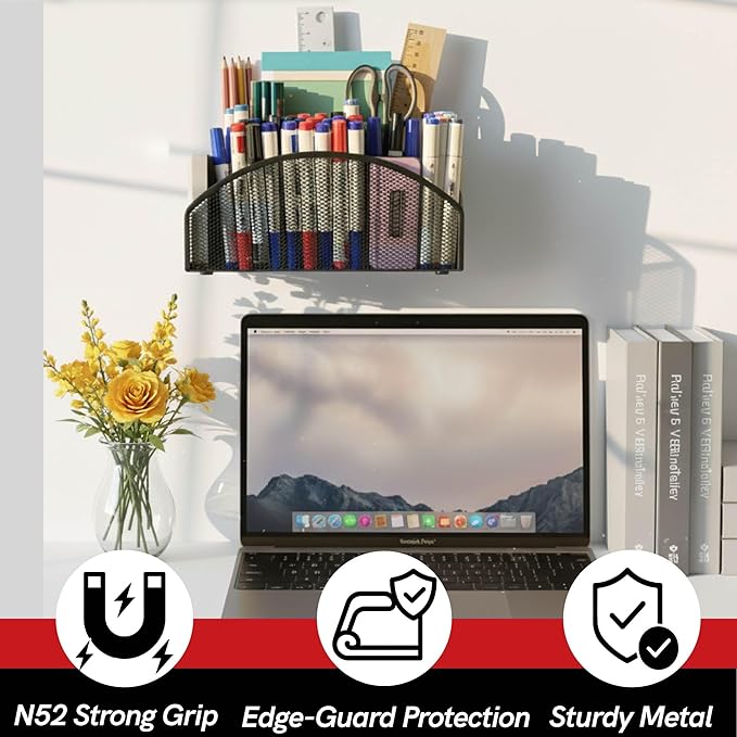 Heavy Duty Magnetic Storage Holder,5 Slots Magnetic Marker Storage Rack,10inch Large Magnetic Pencil Holder for Whiteboard,Locker,Workshop(1 Pack)