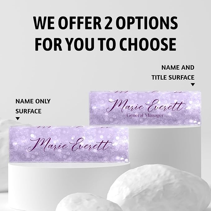 Custom Name Plate for Desk | Personalized Desk Name Plate | Personalized Boss Employee Appreciation Gifts | Acrylic Name Plate Office Desk Accessories (A-Purple Quartz)